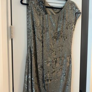 One-Shoulder Silver Sequin Dress